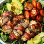 Rosmarin-Hühnchen mit Speck und Avocado-Salat First Image First Image