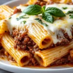 Überbackene Rigatoni mit Rindfleisch-Ragù und Mozzarella First Image First Image