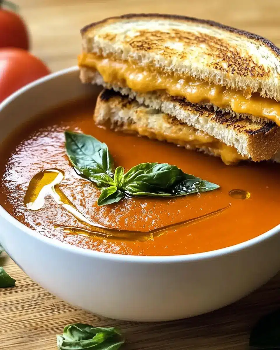 Roasted Tomato Soup with Grilled Cheese Sandwich