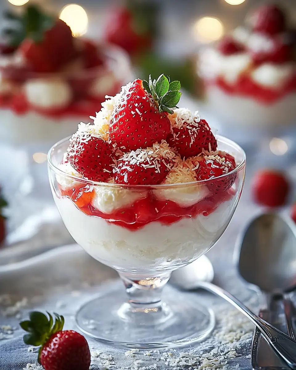Cremige Raffaello-Creme mit Erdbeeren und Kokos-Genuss