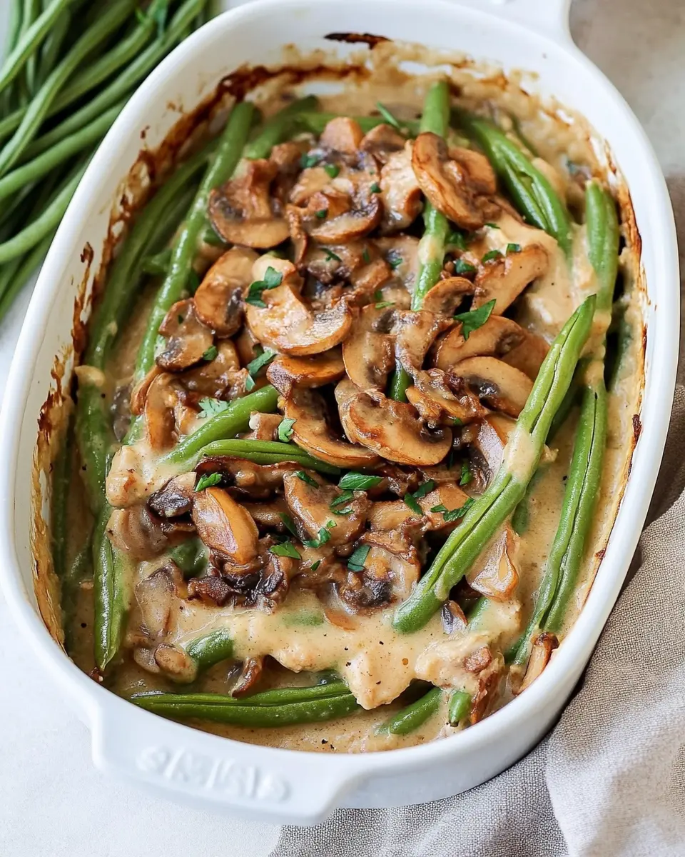 Grüner Bohnenauflauf mit Champignons | vegan, einfach First Image First Image