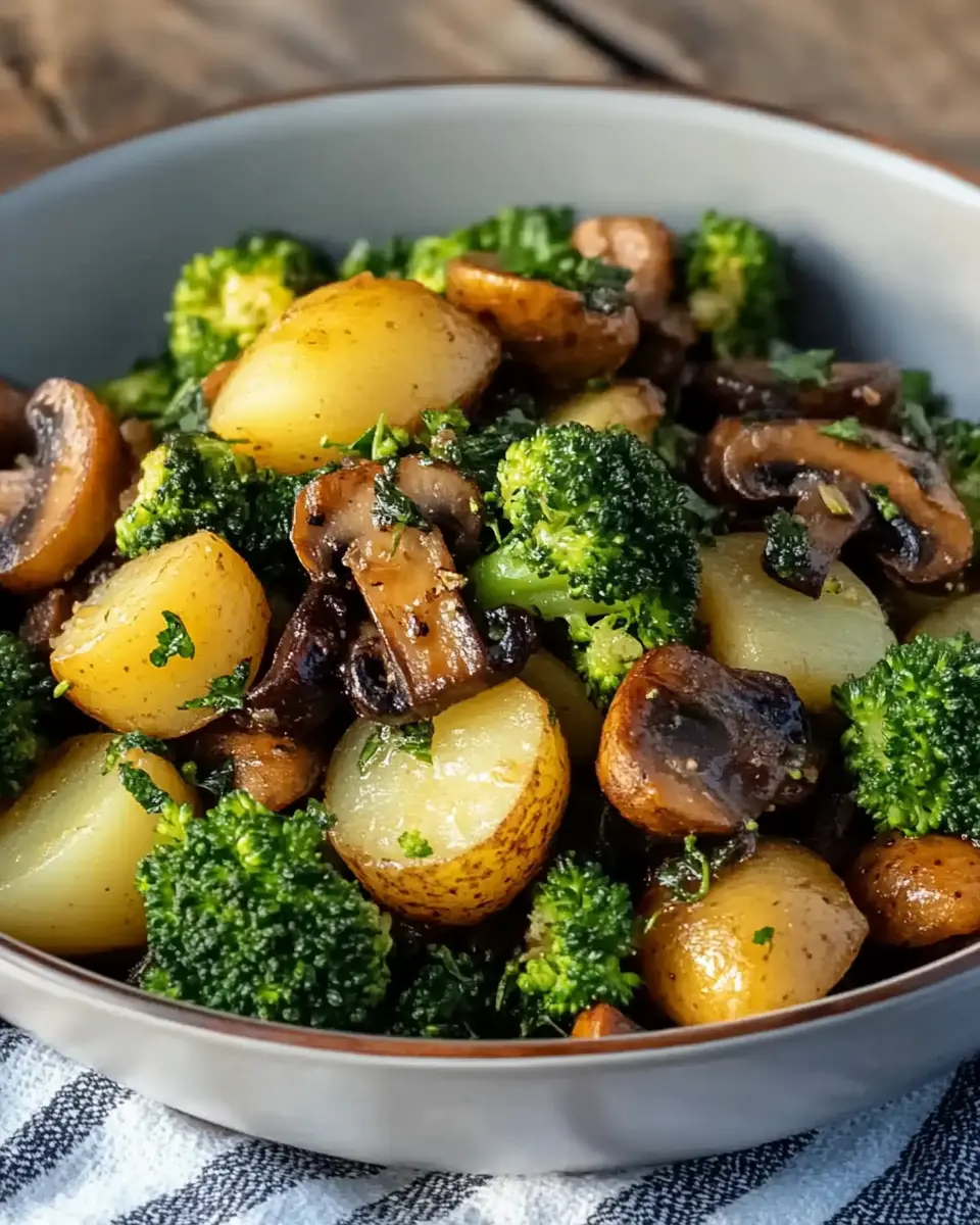 Kartoffel Brokkoli Pilzpfanne – Einfaches, veganes Pfannengericht