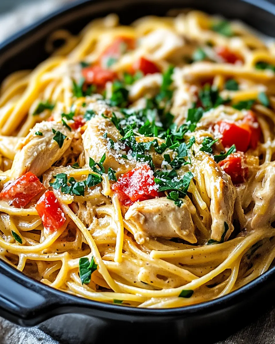 Cremige Hähnchen-Spaghetti Schmortopf