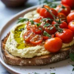 Röstbrot mit Tomaten & Hummus First Image First Image