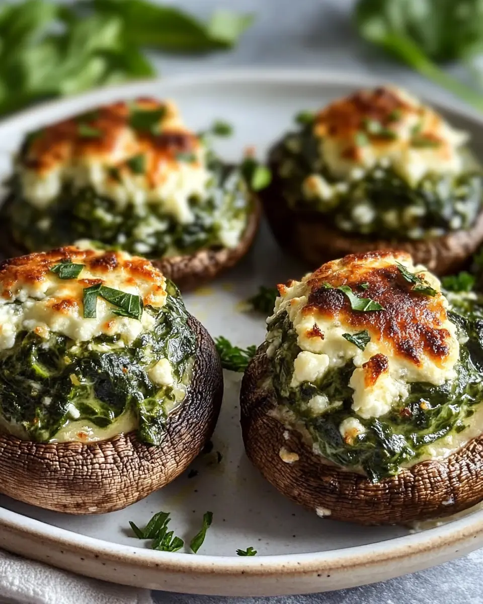 Spinat-Feta gefüllte Champignons