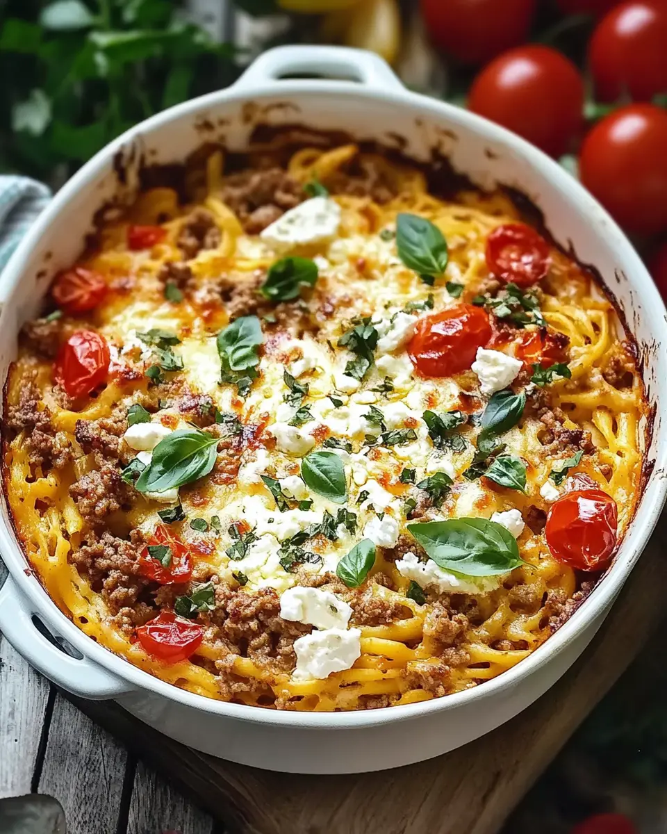 Griechischer Hack Nudel Auflauf mit Feta – Mediterraner Ofentraum für die ganze Familie
