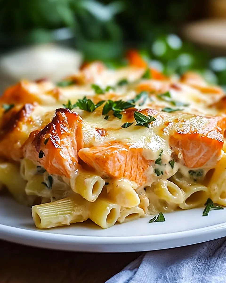 Nudelauflauf mit Lachs und Sahne First Image First Image