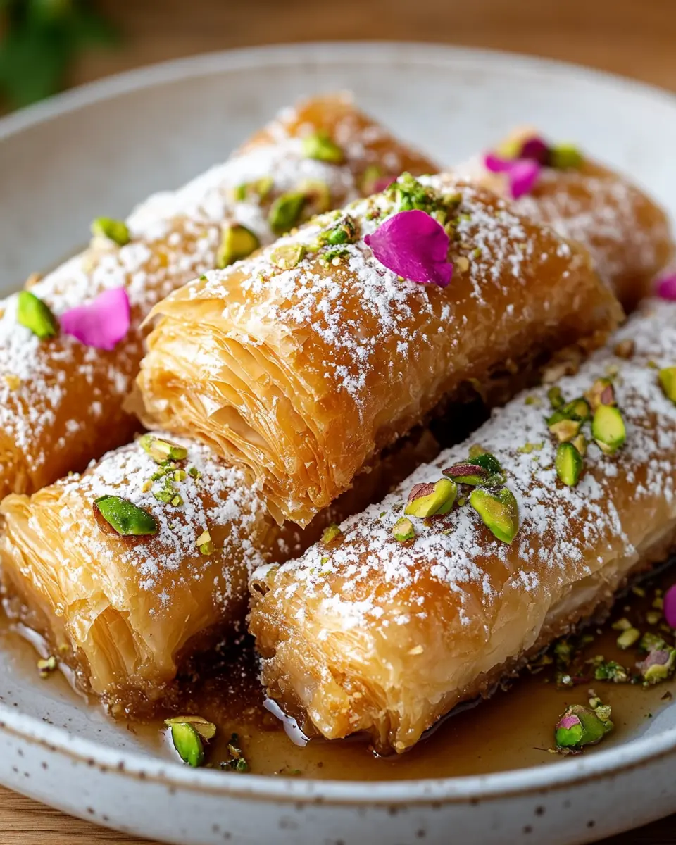 Keto Kokos-Rosenwasser-Baklava-Röllchen First Image First Image