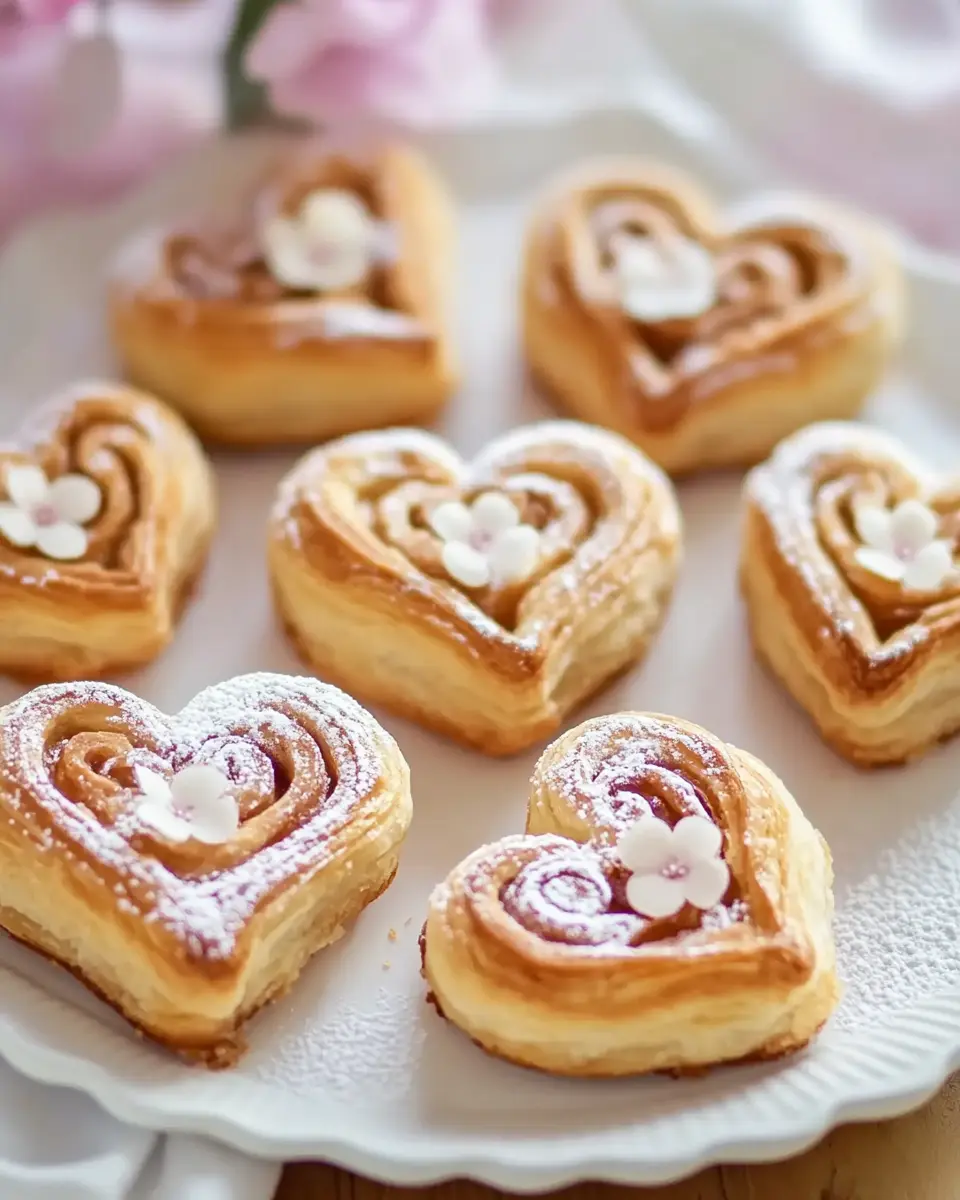 Süße Blätterteigherzen mit Marzipan