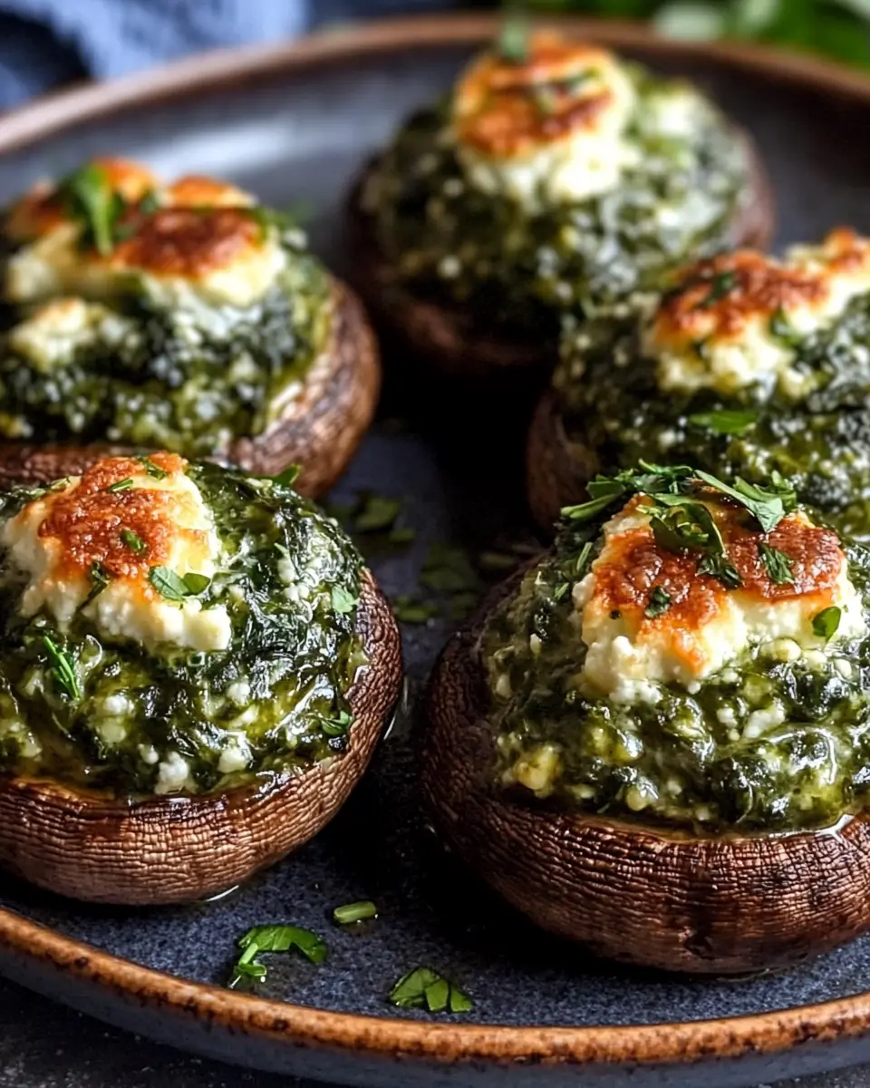 Spinat-Feta gefüllte Champignons