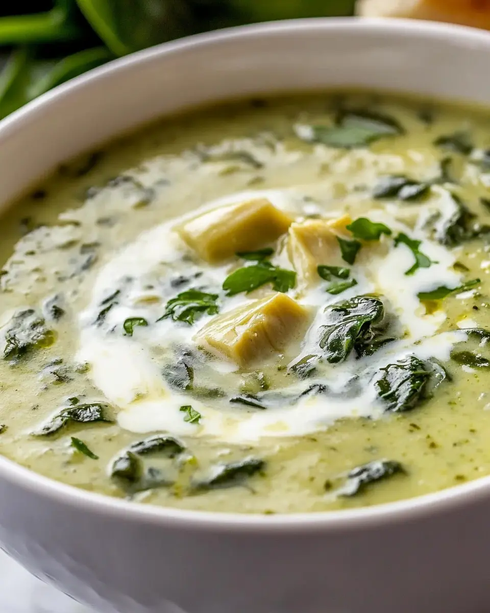 Spinat-Artischocken-Suppe First Image First Image