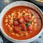Vegane Tomatensuppe mit Nudeln First Image First Image