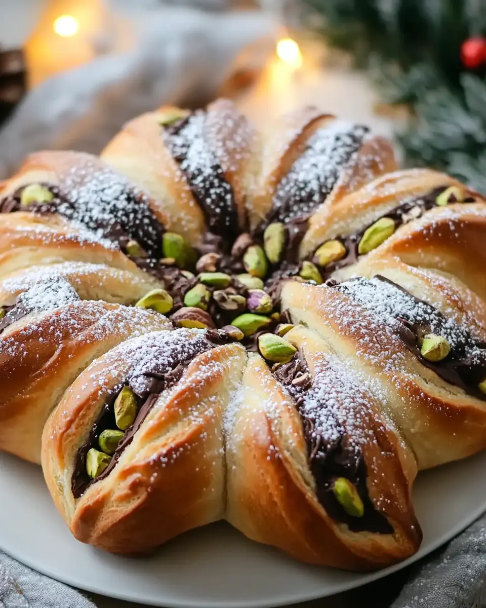 Schoko Pistazien Weihnachtsstern Brot – Ein Festtagsgenuss mit Schokoladenfüllung
