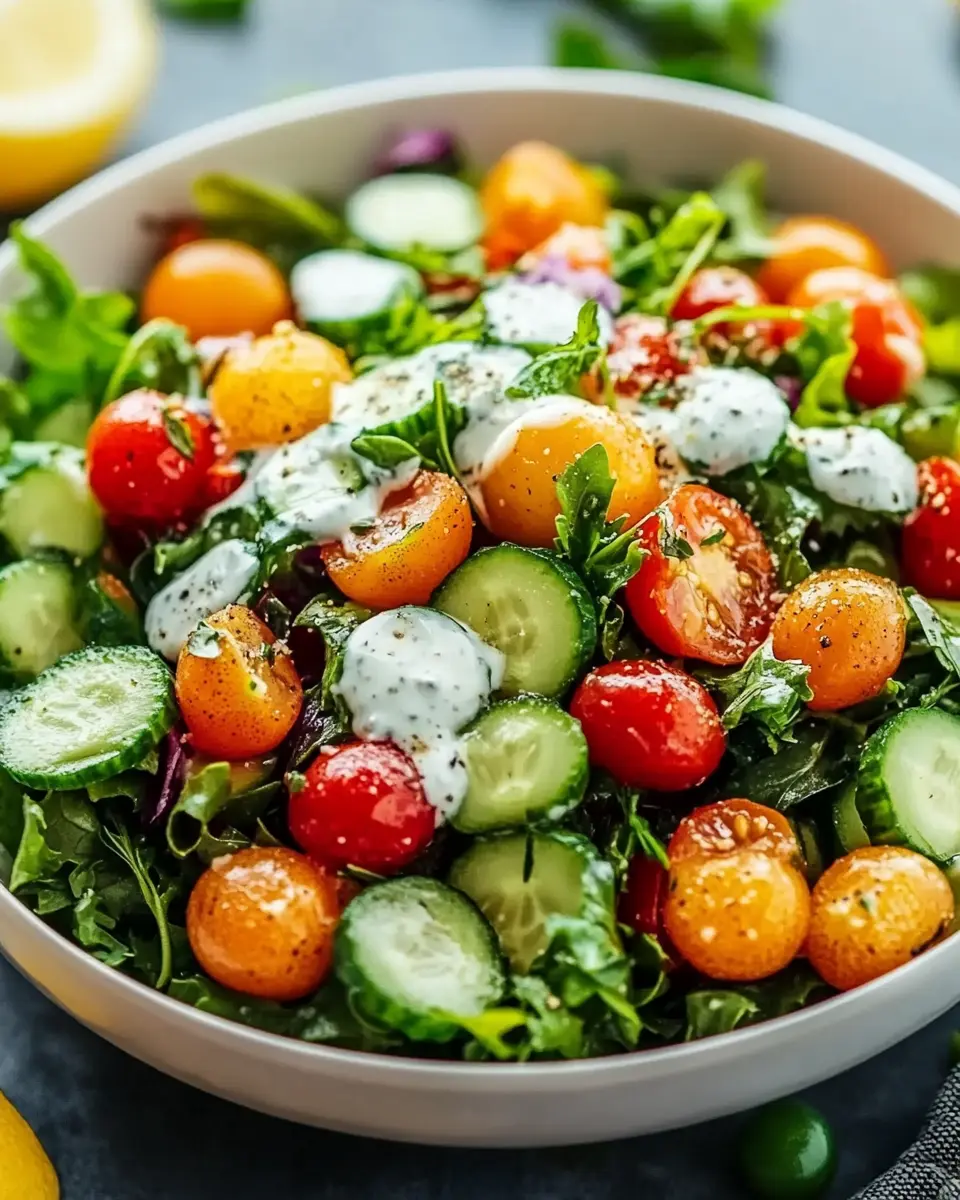 Knusprigen Salat mit Joghurt Dressing