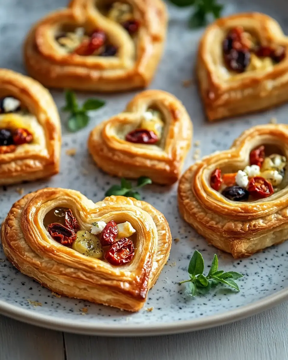 Pikante Blätterteig Herzen – Herzhaftes Fingerfood mit mediterranem Flair First Image First Image