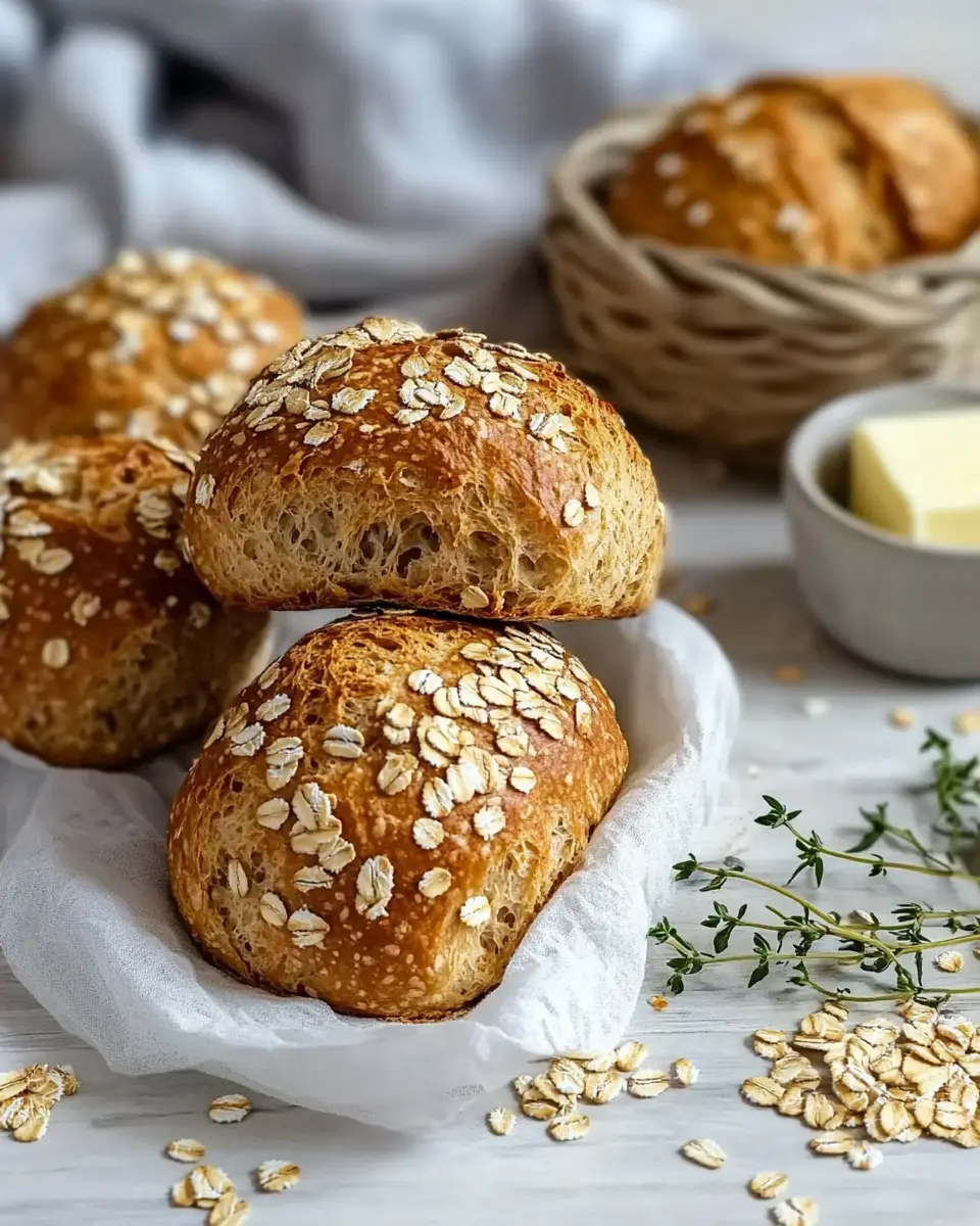 Haferflocken Dinkelvollkorn Brötchen: Knusprig, gesund und einfach zubereitet First Image First Image