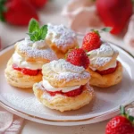 Einfacher Erdbeer Windbeutel – Luftige Profiteroles mit cremiger Erdbeerfüllung First Image First Image