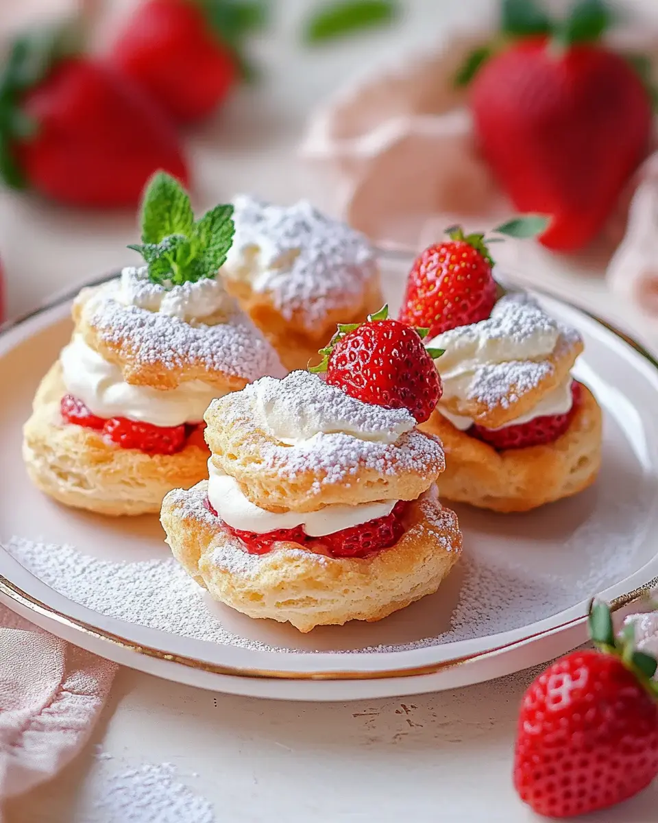 Einfacher Erdbeer Windbeutel – Luftige Profiteroles mit cremiger Erdbeerfüllung First Image First Image