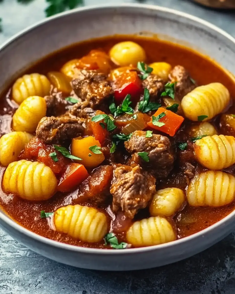 Gnocchi Gulasch Topf: Herzhaftes Onepot-Wunder für kalte Tage First Image First Image