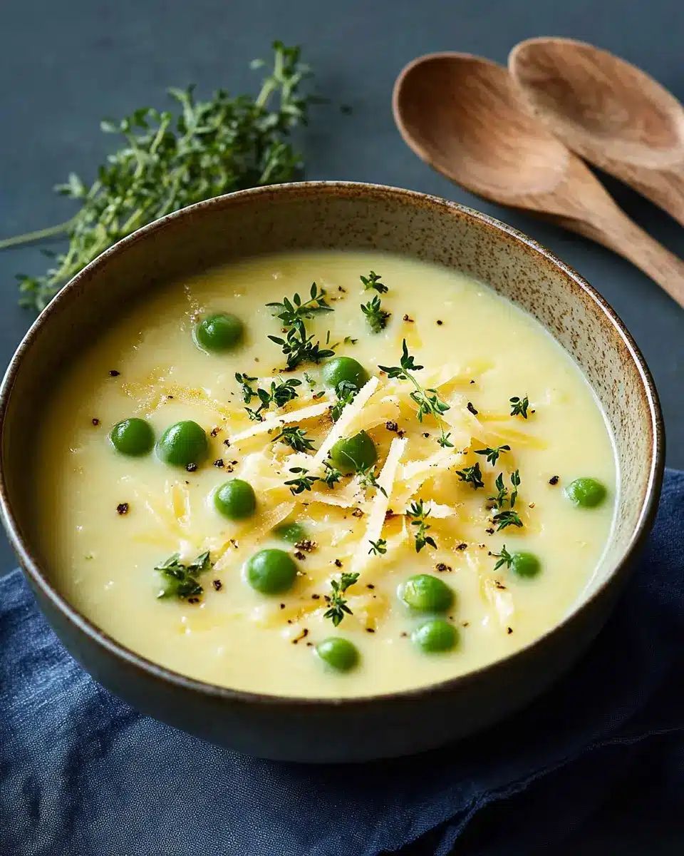 Käsesuppe mit Erbsen First Image First Image