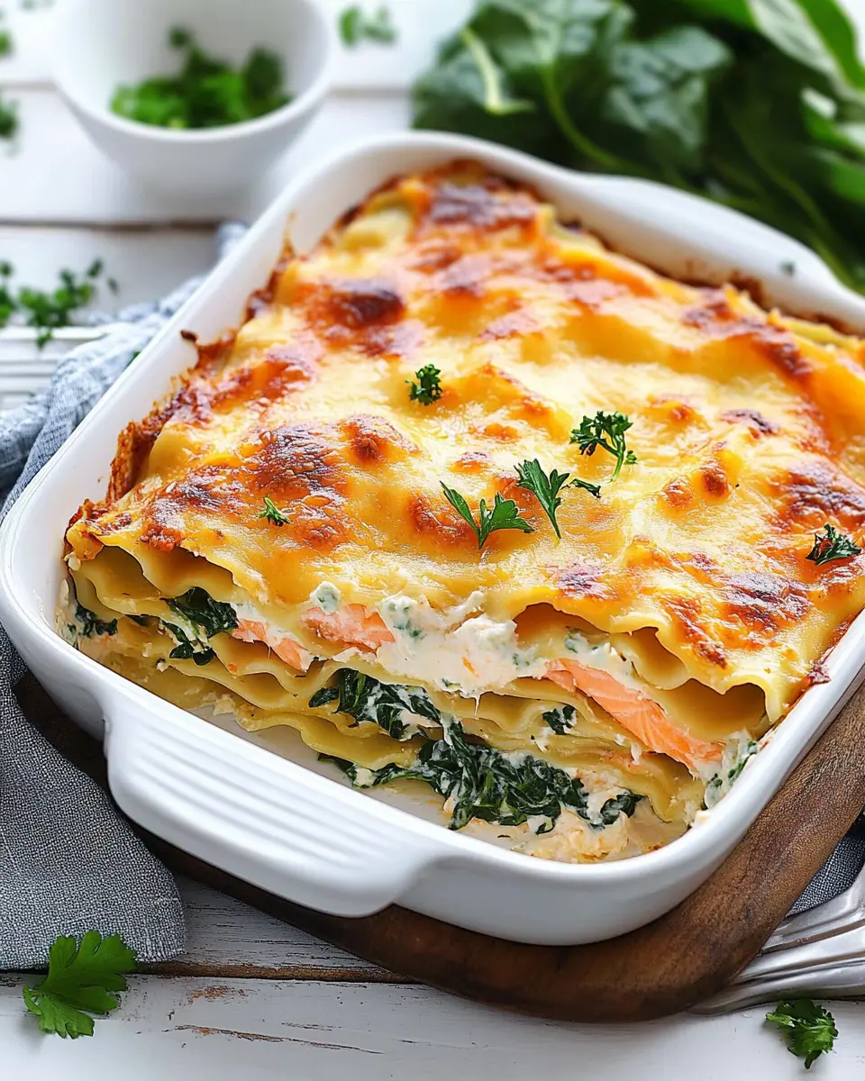 Lachs-Spinat-Lasagne mit Frischkäsecreme