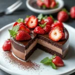 Himmlische Schokomousse Torte mit Erdbeeren – cremig, fruchtig, unwiderstehlich First Image First Image