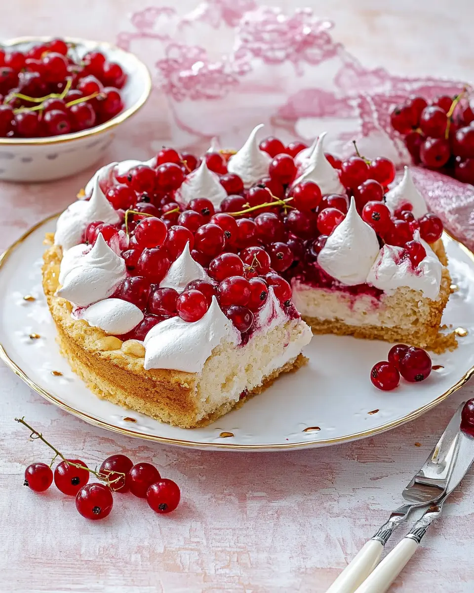 Johannisbeerkuchen mit Baiser vom Blech