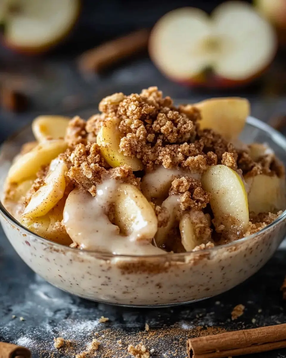 Würziger Bratapfel Crumble mit Cremiger Zimtsoße