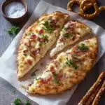 Flammkuchen Laugenstangen mit Speck und Zwiebeln First Image First Image