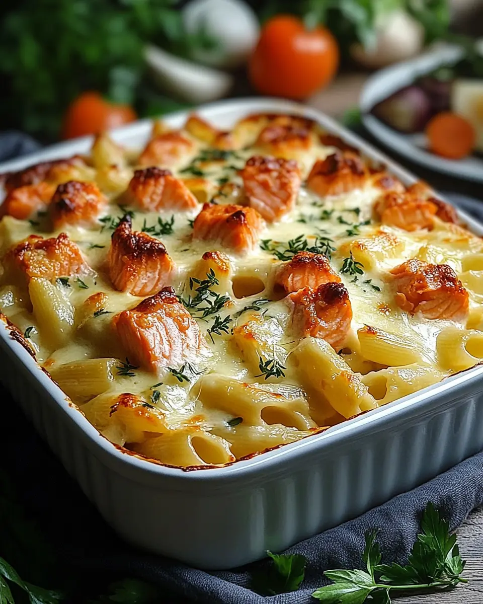 Nudelauflauf mit Lachs und Sahne First Image First Image
