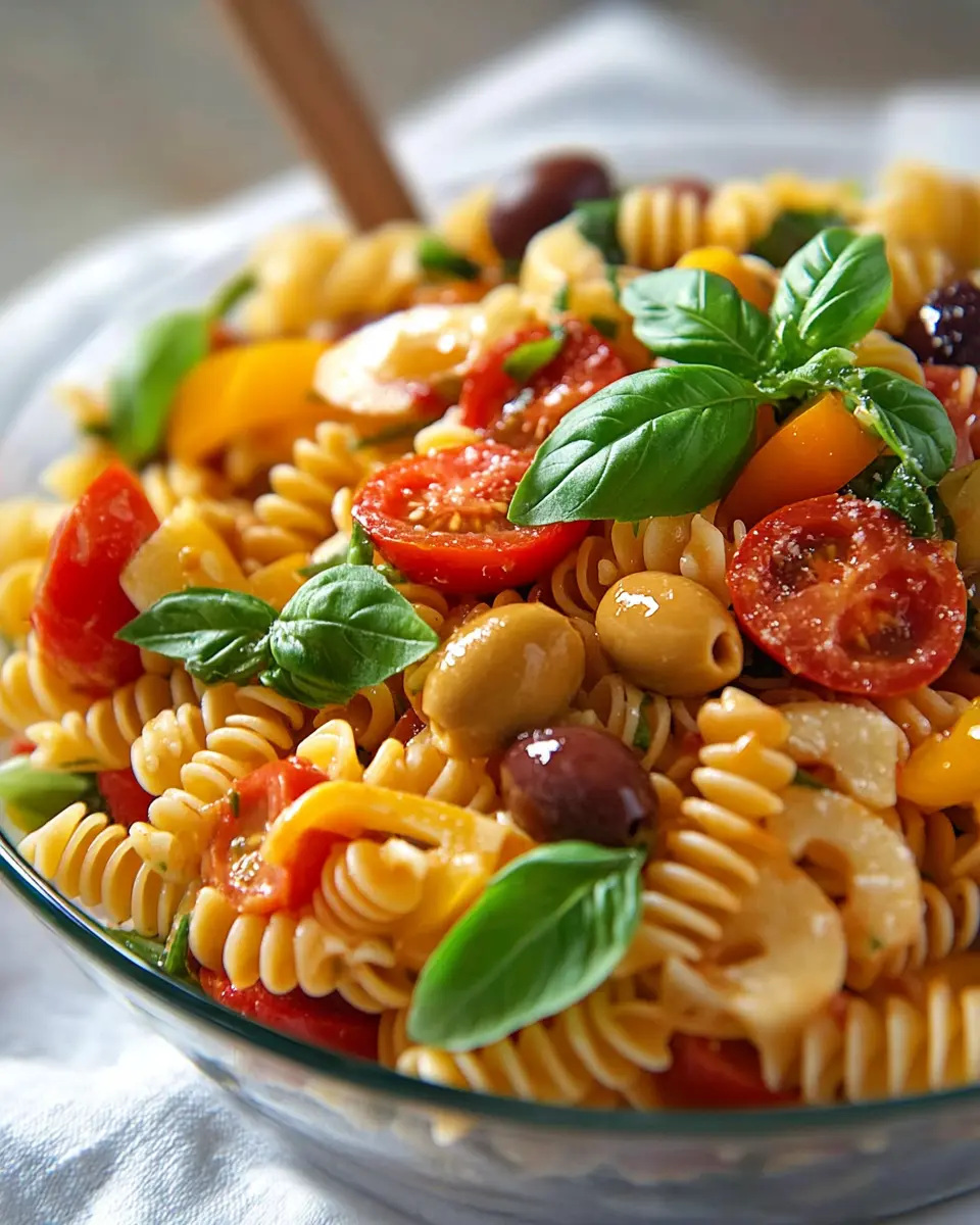 Mediterraner Nudelsalat mit Tomatendressing First Image First Image