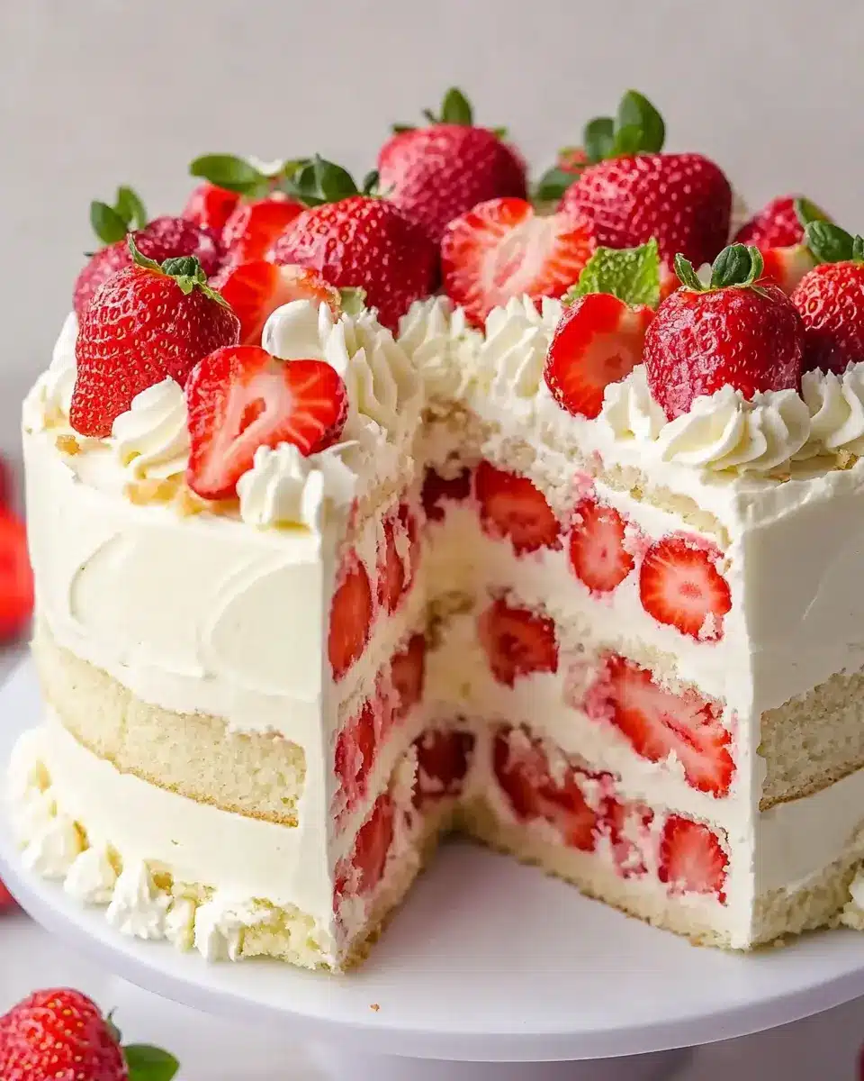 Erdbeer Mascarpone Torte mit weißer Schokolade – Die perfekte Sommertorte First Image First Image