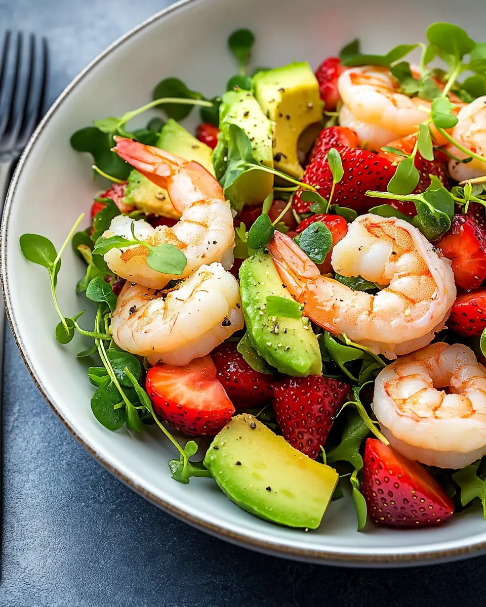 Frischer Garnelensalat: Juicy Strawberries & Creamy Avocado Delight 5
