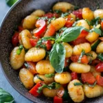 Lauwarmer Gnocchi Salat mit Paprika und Zucchini – einfach, schnell und aromatisch First Image First Image