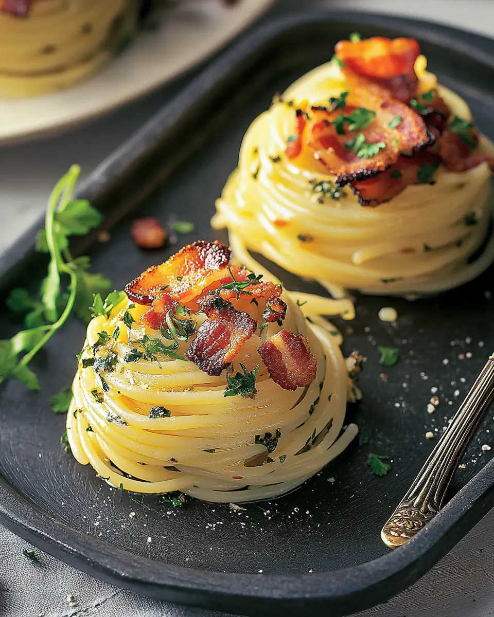 Spaghetti-Nester mit Speck First Image First Image