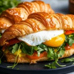 Croissant-Sandwiches mit pochierten Eiern First Image First Image