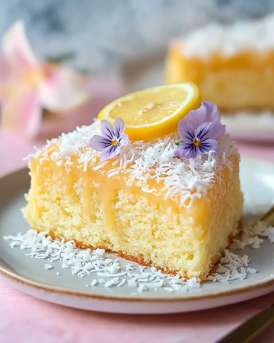 Kokos Zitronen Blechkuchen – Saftiger Sommerkuchen vom Blech First Image First Image