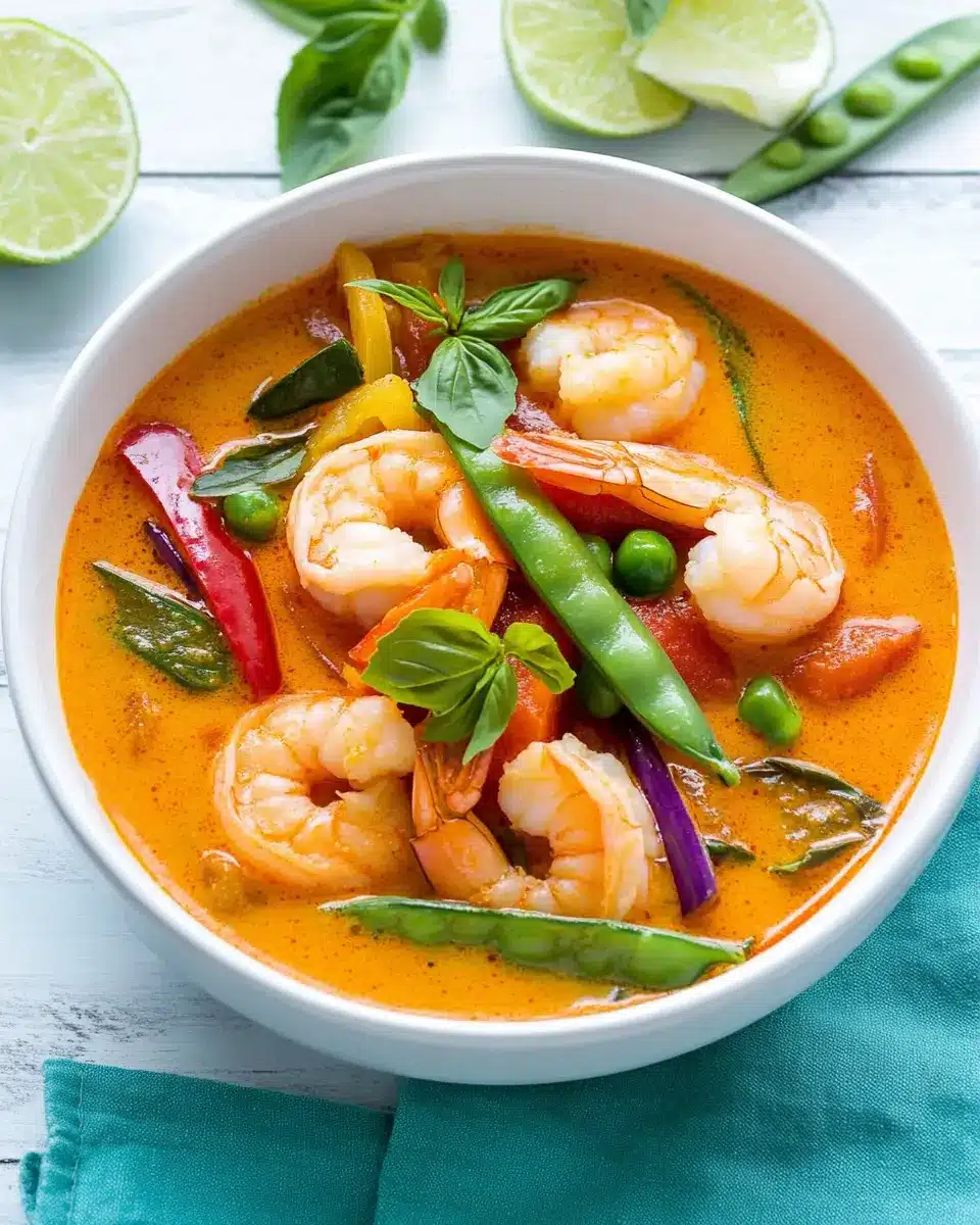 Rotes Thai-Curry mit Garnelen First Image First Image