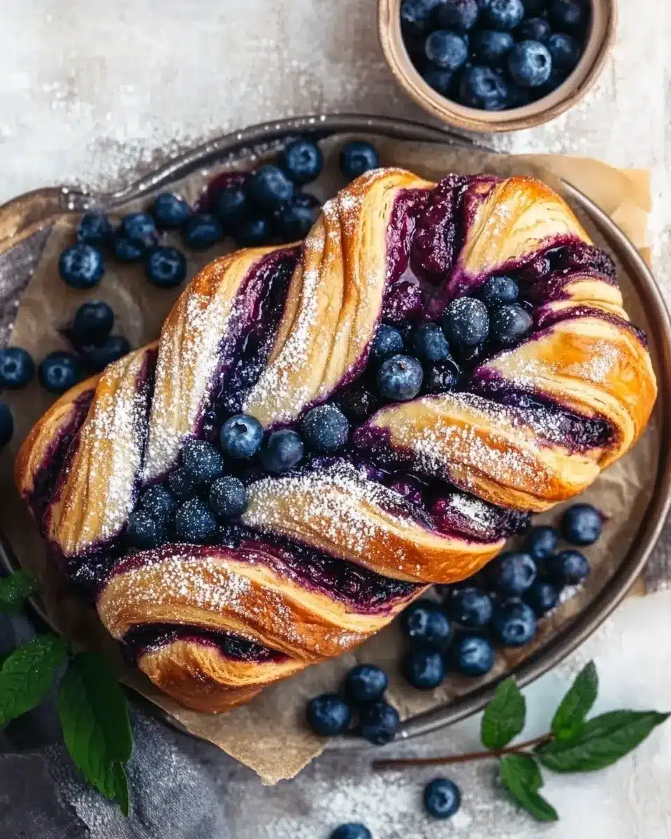Blaubeer Babka – Fluffiger Hefezopf mit Fruchtfüllung First Image First Image