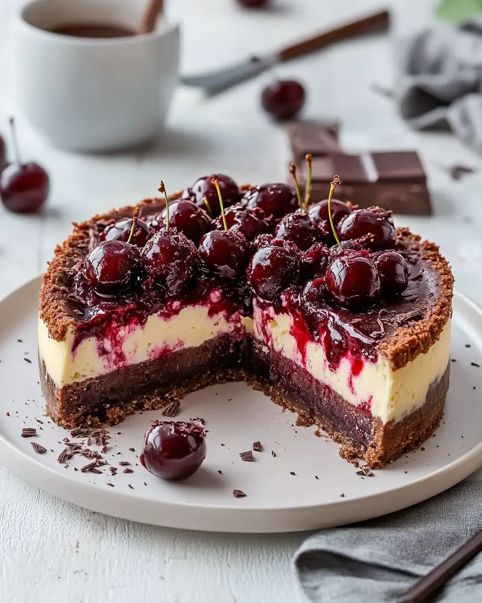 Schoko Kirsch Käsekuchen – Cremig & Saftig First Image First Image