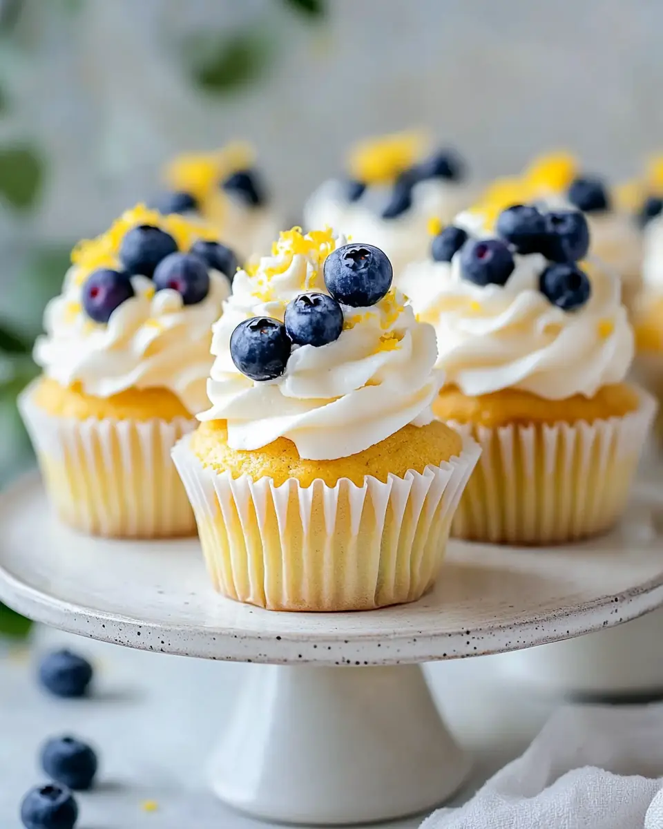 Zitronige Blaubeer Cupcakes mit Frischkäse-Frosting First Image First Image