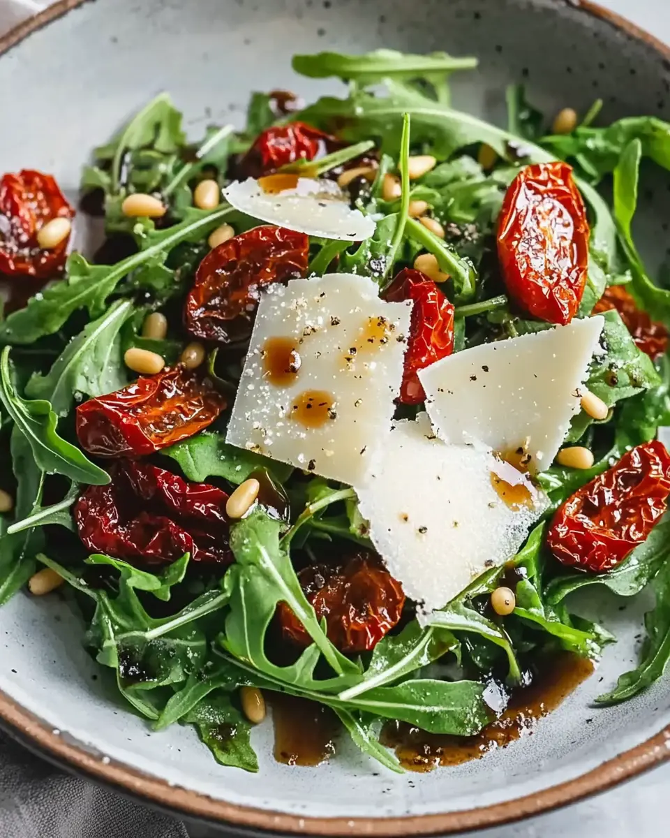 Rucola Salat mit getrockneten Tomaten und Parmesan – Bestes Rezept First Image First Image