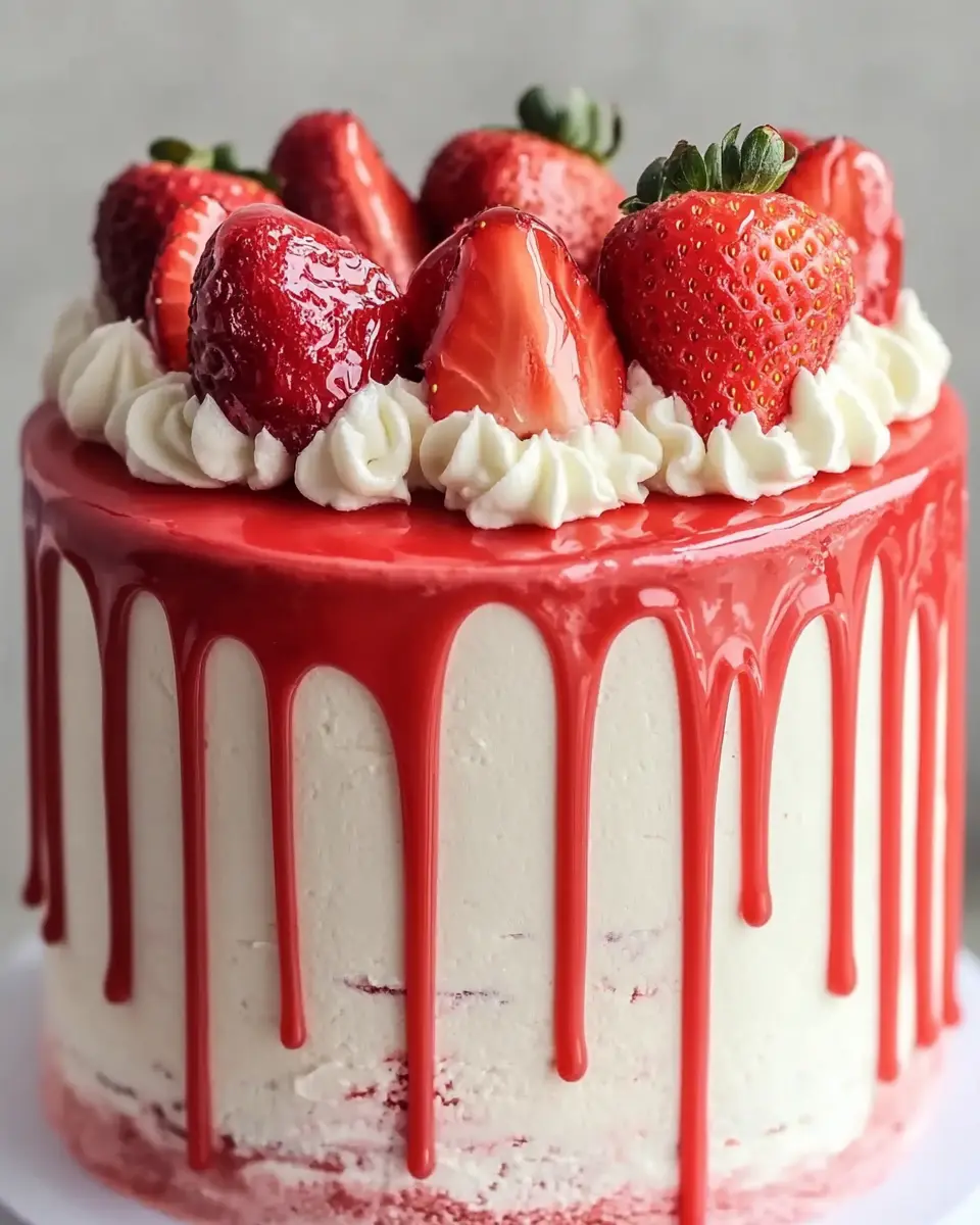 Erdbeer Torte mit Drip – Die perfekte Geburtstagstorte First Image First Image