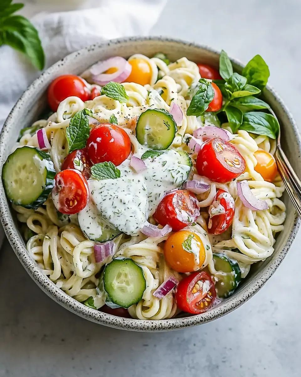 Nudelsalat mit Joghurt – Der perfekte Sommer-Salat für Grillabende First Image First Image