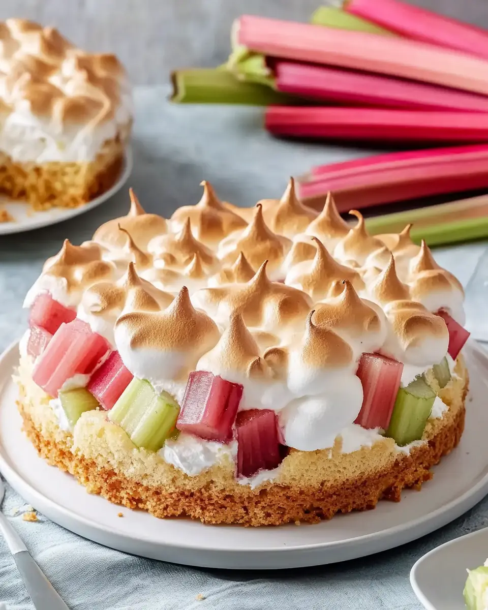Rhabarberkuchen mit Baiser – Ein fruchtiger Genuss für jede Gelegenheit First Image First Image