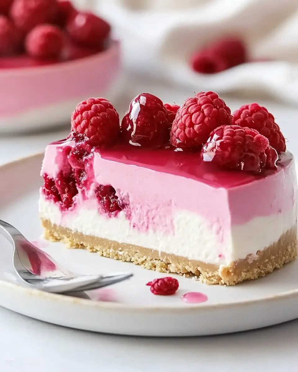 No Bake Himbeer Cheesecake mit Schmand und weißer Schokolade – Einfach und Lecker First Image First Image